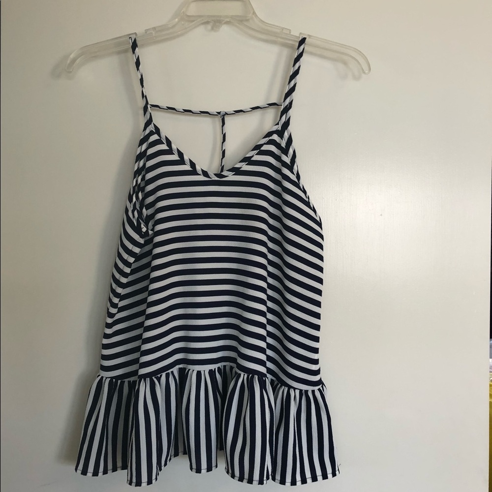 Navy + White Stripe Peplum Top 5/$25 DEAL!
